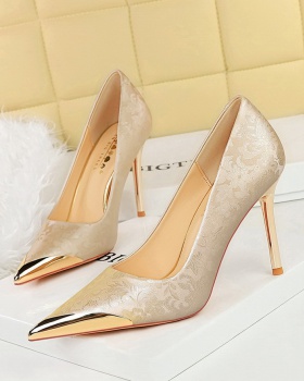 Low metal shoes high-heeled banquet high-heeled shoes