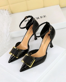 Metal buckles low sandals pointed hollow shoes for women