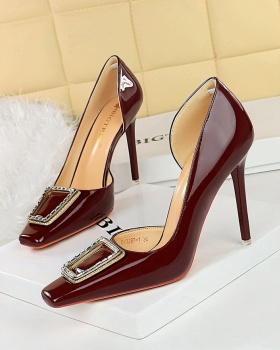 Rhinestone buckle high-heeled shoes fine-root shoes for women