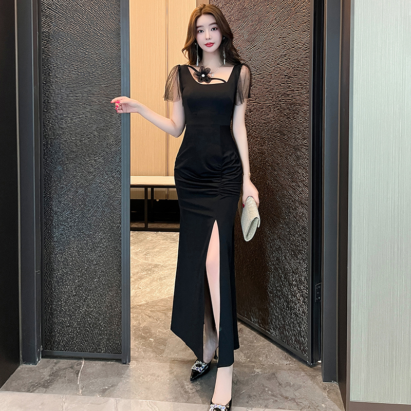 Long package hip evening dress night show dress for women