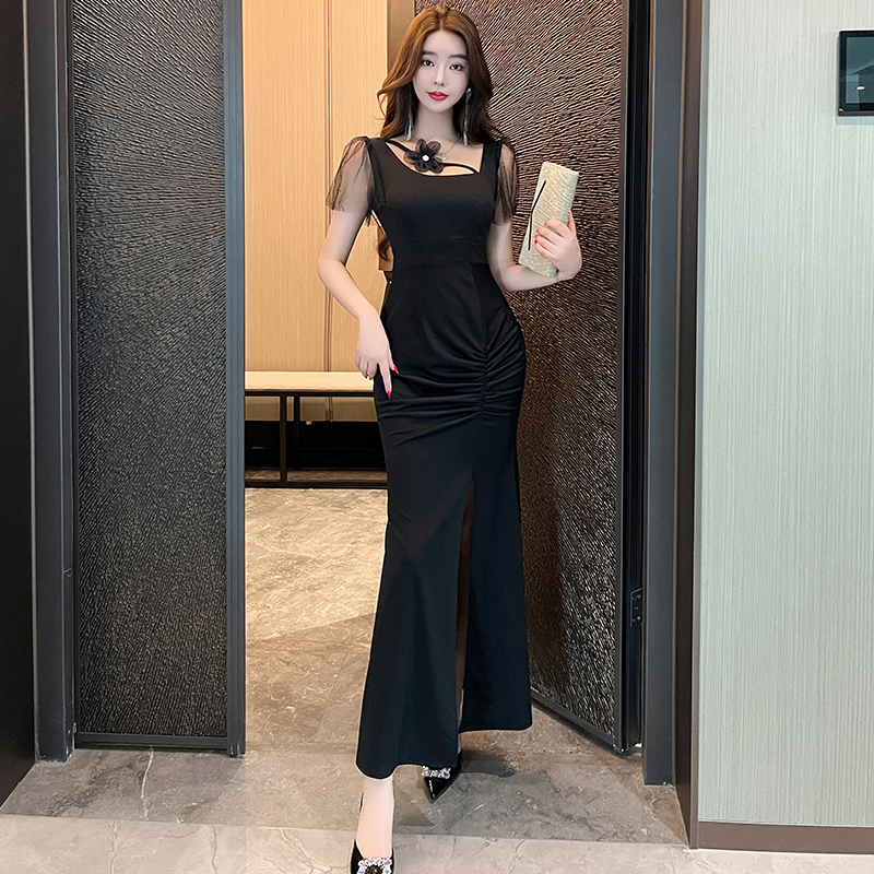 Long package hip evening dress night show dress for women