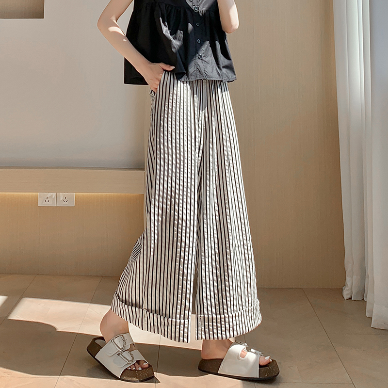 Crimping casual pants loose wide leg pants for women