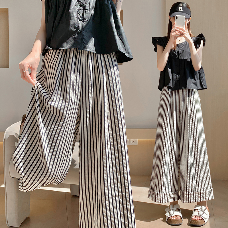 Crimping casual pants loose wide leg pants for women