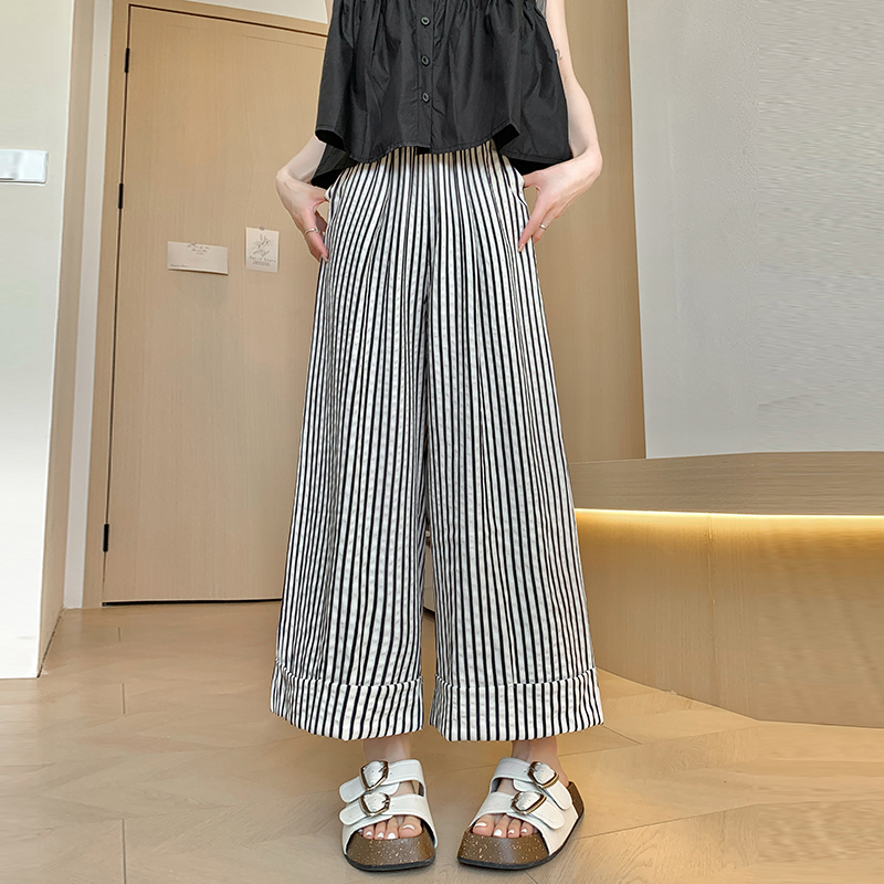 Crimping casual pants loose wide leg pants for women