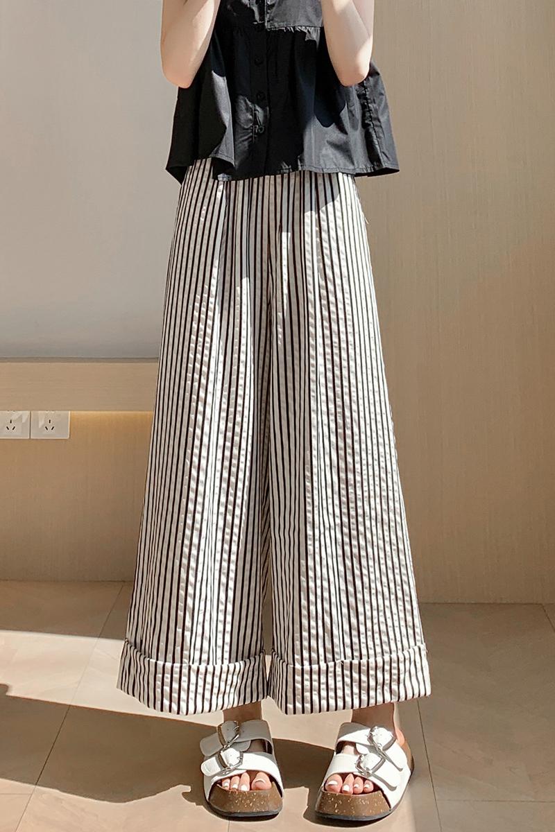 Crimping casual pants loose wide leg pants for women