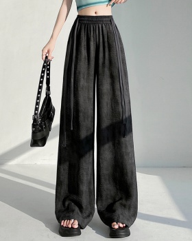 Ice silk frenum pants mopping wide leg pants for women