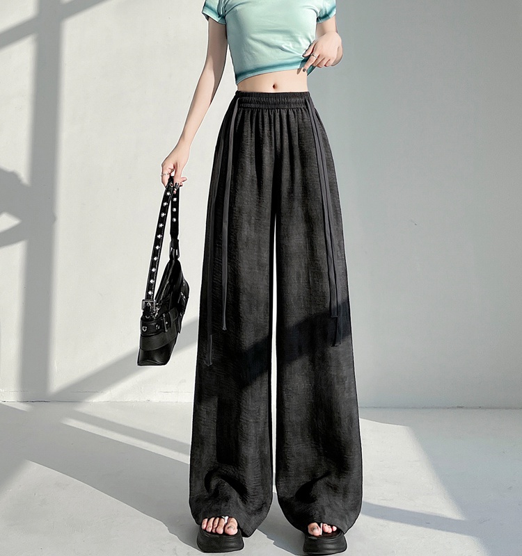 Ice silk frenum pants mopping wide leg pants for women