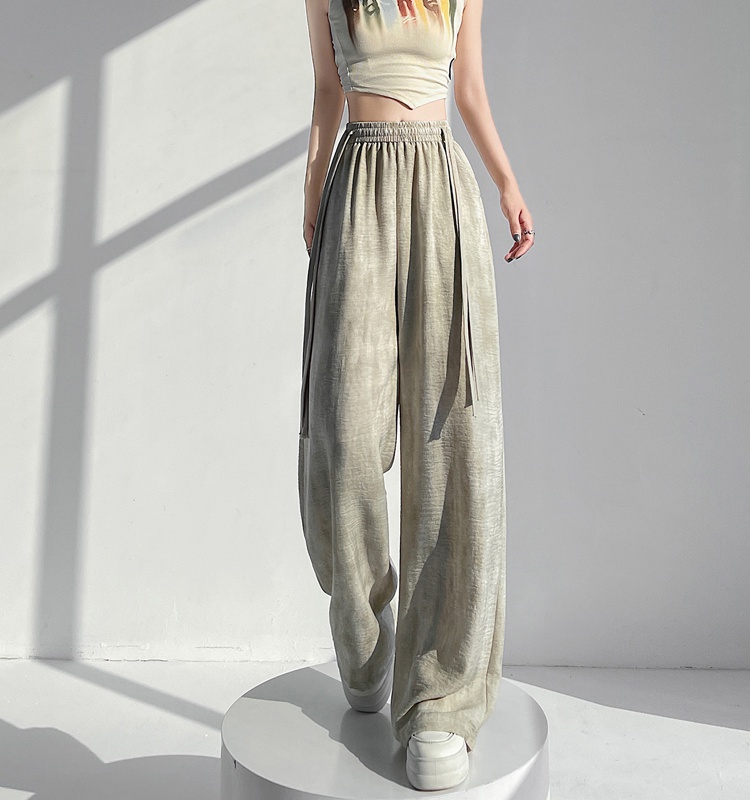 Ice silk frenum pants mopping wide leg pants for women