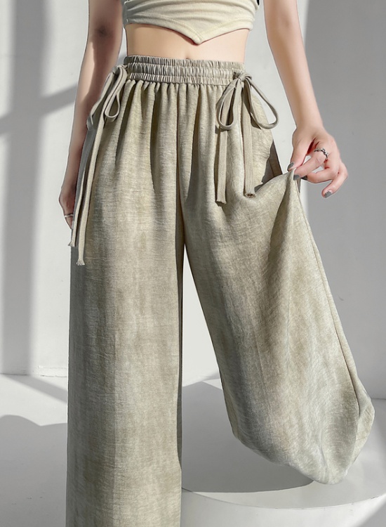 Ice silk frenum pants mopping wide leg pants for women