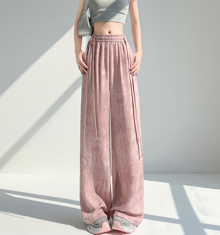 Ice silk frenum pants mopping wide leg pants for women