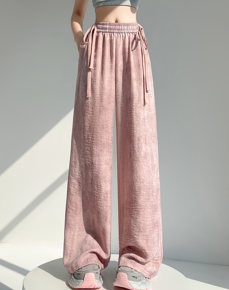 Ice silk frenum pants mopping wide leg pants for women