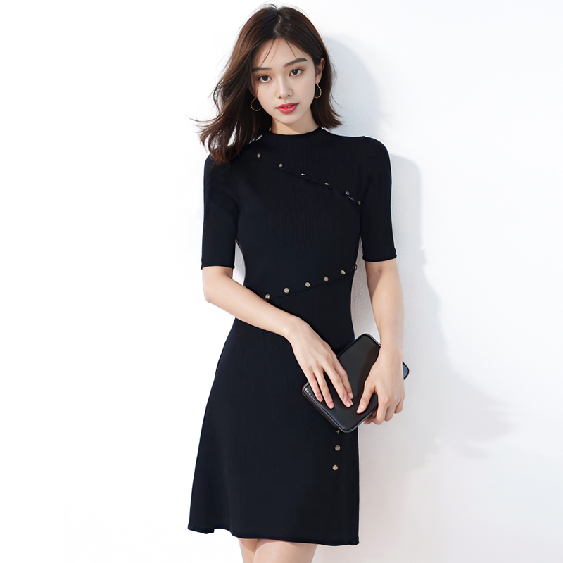 No pilling tender France style dingkou dress for women