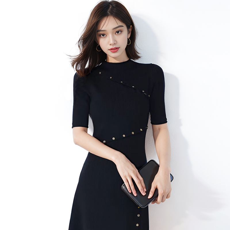 No pilling tender France style dingkou dress for women