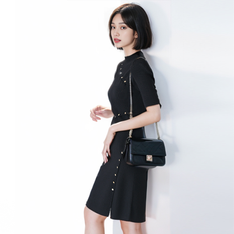 No pilling tender France style dingkou dress for women