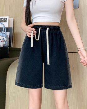 Loose all-match short jeans fashion wide leg pants for women