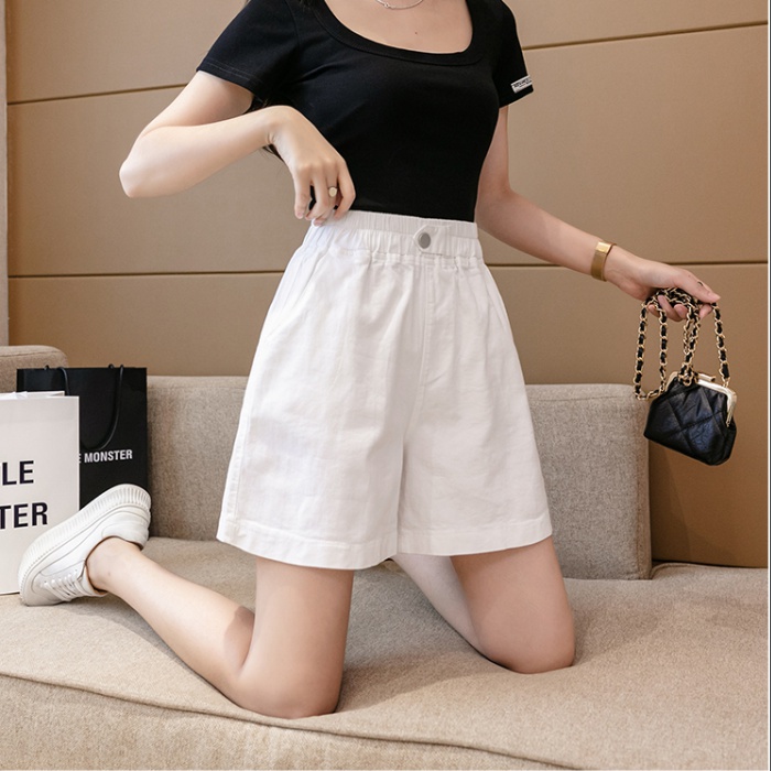 Summer high waist wide leg pants Casual short jeans for women