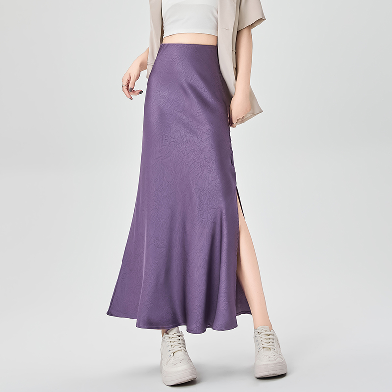 Slim jacquard A-line drape summer split skirt for women