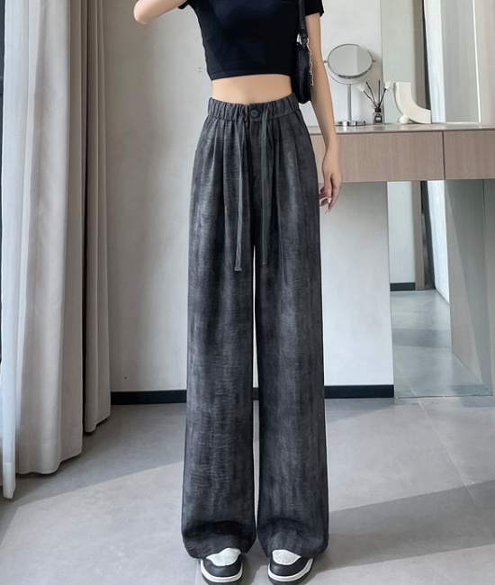 Cotton linen pants tie dye wide leg pants for women