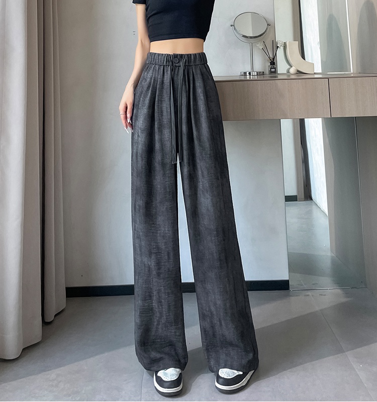 Cotton linen pants tie dye wide leg pants for women