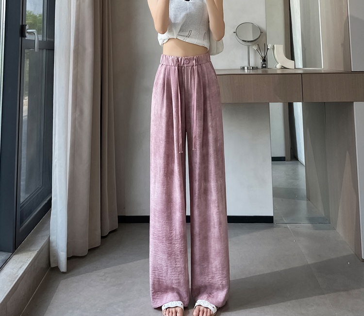 Cotton linen pants tie dye wide leg pants for women