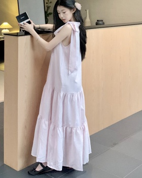 Sleeveless halter jumpsuit slim pink long dress for women