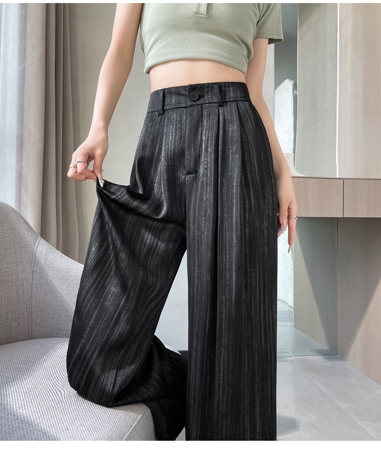 Summer satin pants straight wide leg pants for women