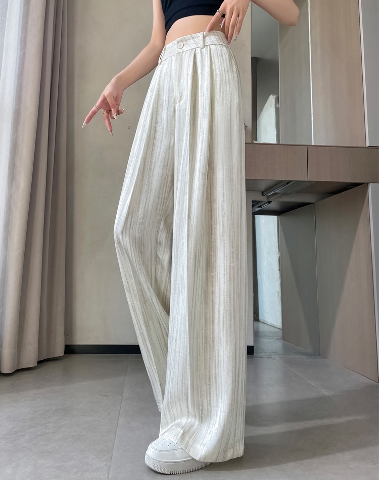 Summer satin pants straight wide leg pants for women