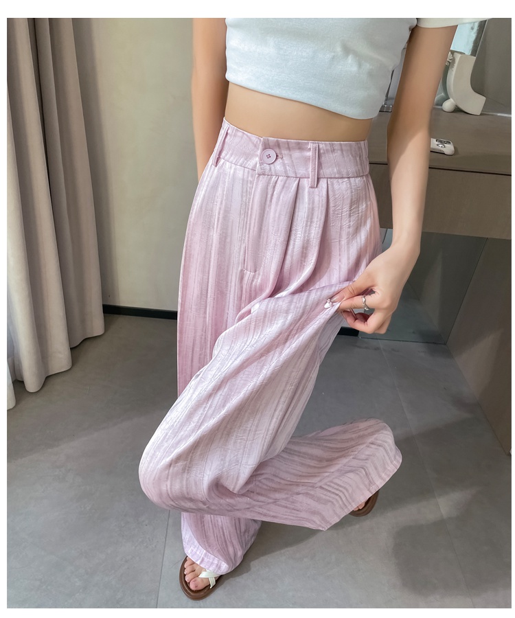 Summer satin pants straight wide leg pants for women