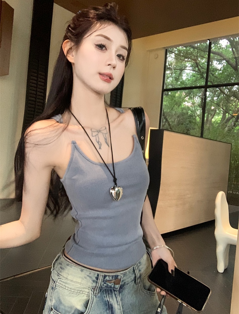 Transparent niche retro invisible shoulder strap vest