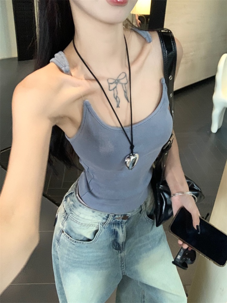 Transparent niche retro invisible shoulder strap vest