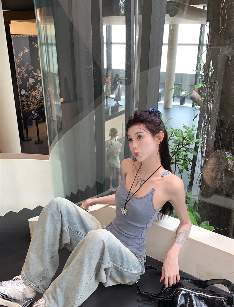 Transparent niche retro invisible shoulder strap vest