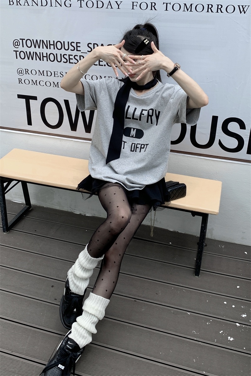 Korean style lazy long tops summer all-match T-shirt for women