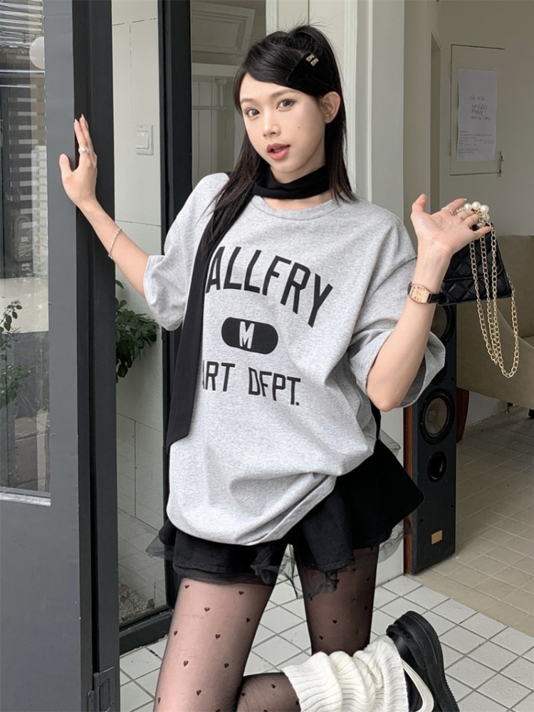 Korean style lazy long tops summer all-match T-shirt for women