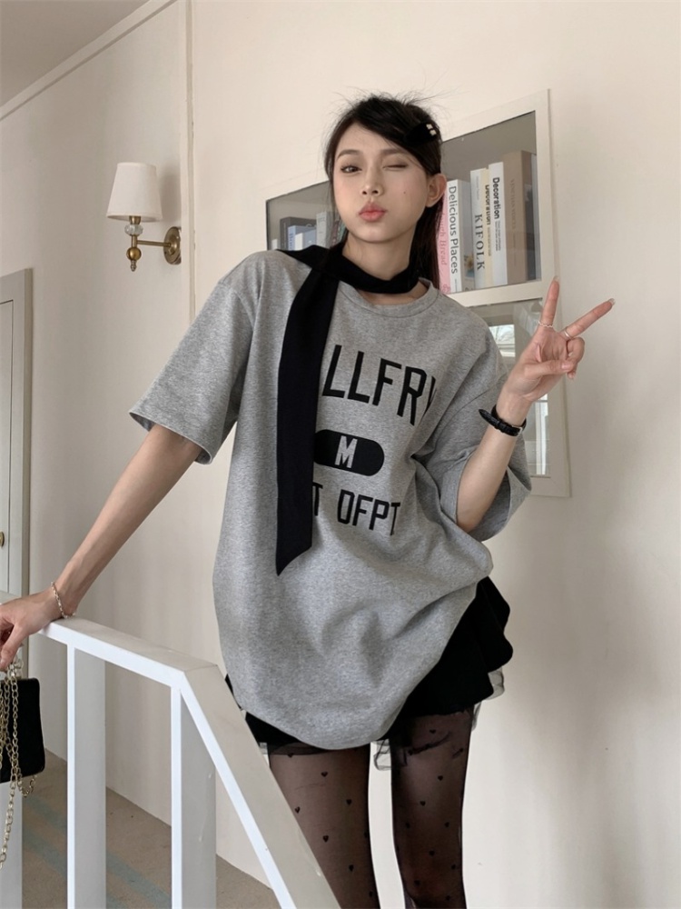 Korean style lazy long tops summer all-match T-shirt for women