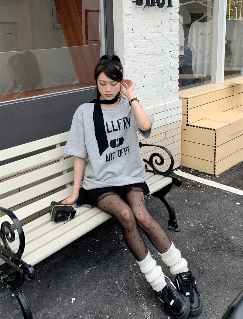 Korean style lazy long tops summer all-match T-shirt for women