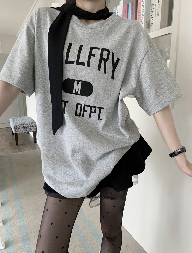 Korean style lazy long tops summer all-match T-shirt for women