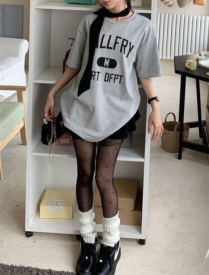 Korean style lazy long tops summer all-match T-shirt for women