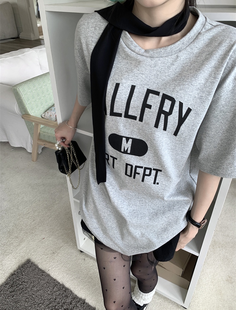 Korean style lazy long tops summer all-match T-shirt for women