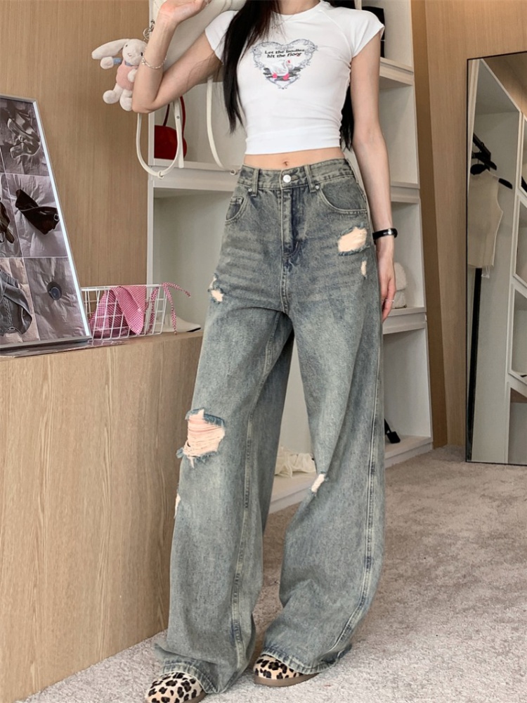 High waist spicegirl long pants wide leg jeans for women