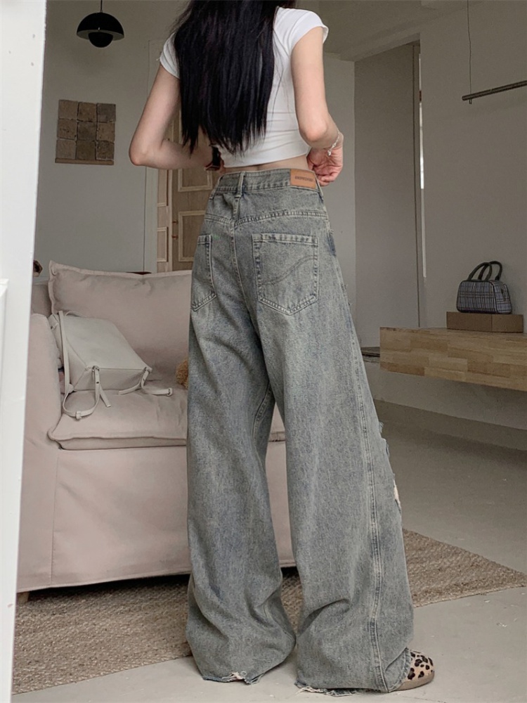 High waist spicegirl long pants wide leg jeans for women