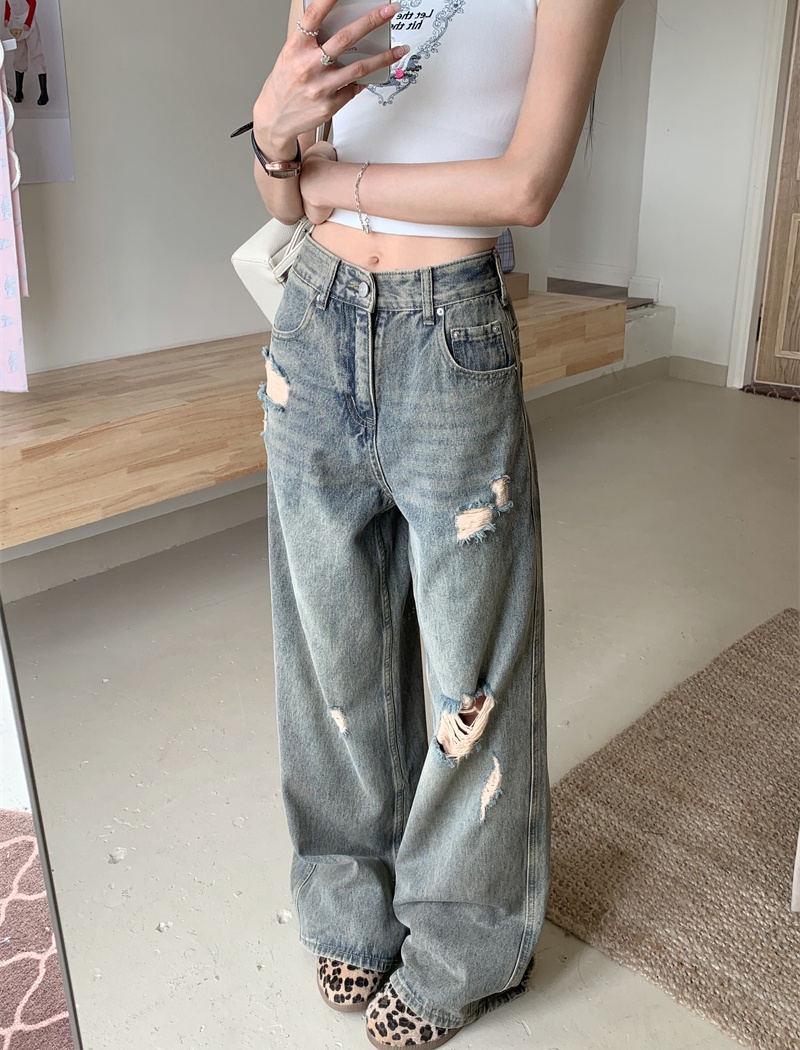 High waist spicegirl long pants wide leg jeans for women