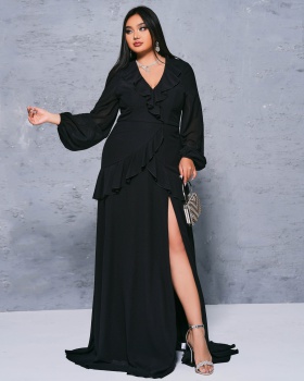 V-neck dress long sleeve evening dress for women