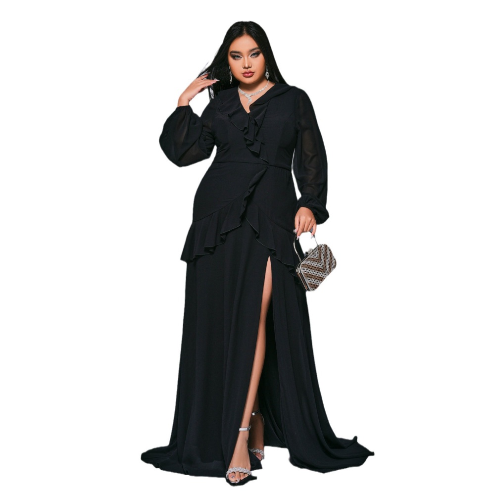 V-neck dress long sleeve evening dress for women