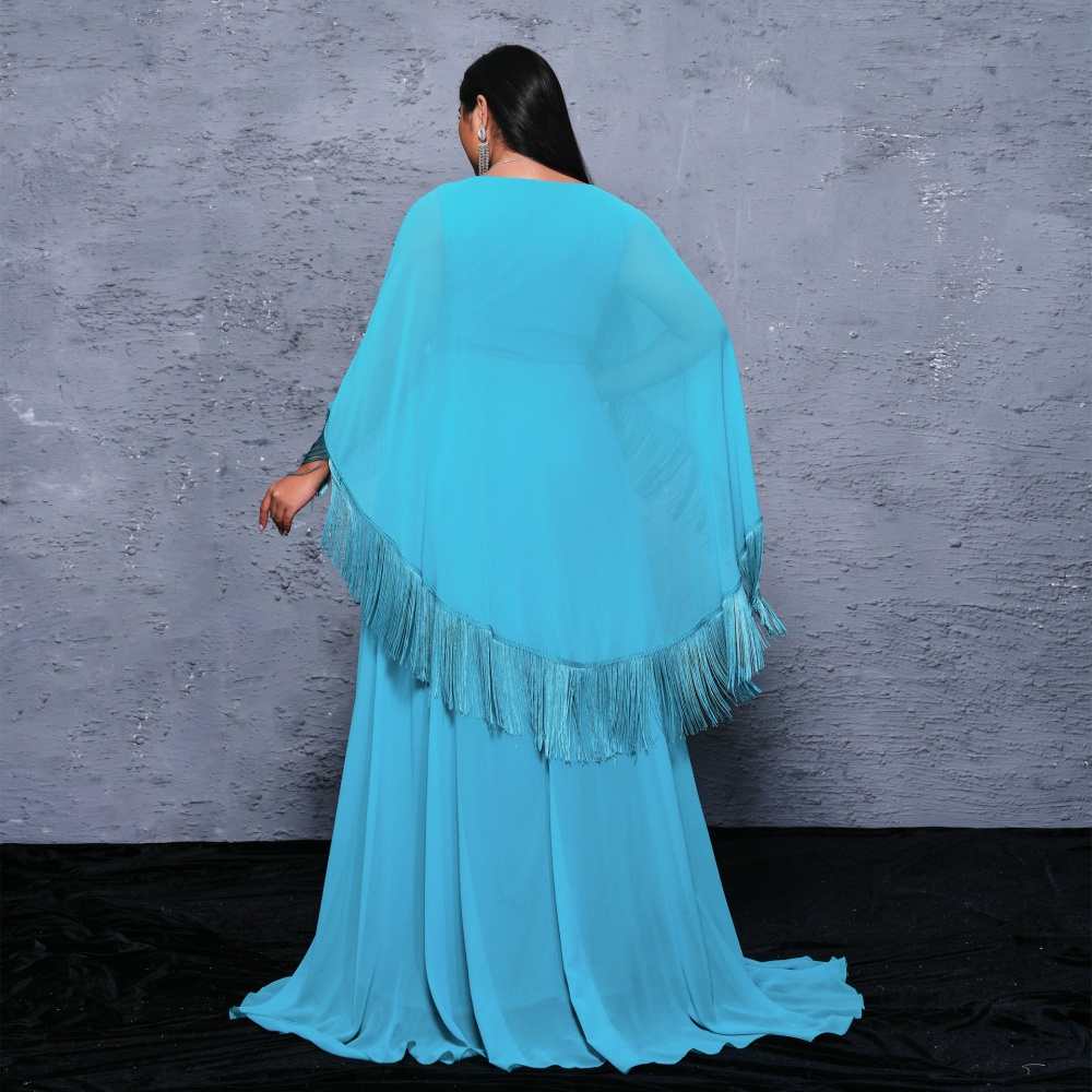 Long V-neck large yard dress European style sexy shawl