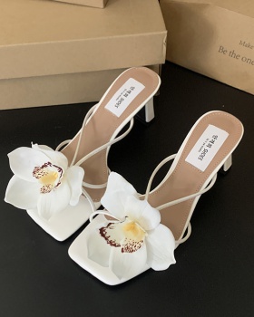 Thick high-heeled  wear detachable slippers for women