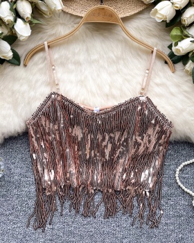 Unique tassels cosplay sling sequins tops for women