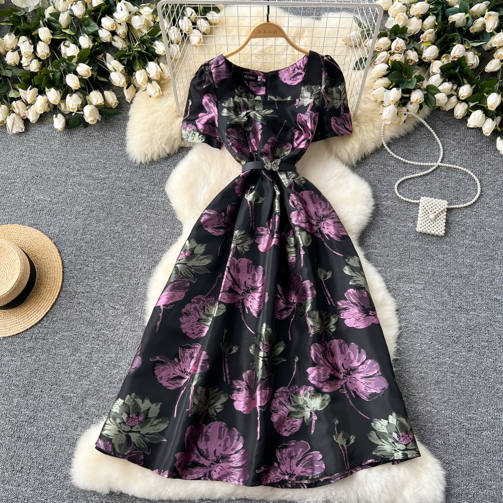 Retro court style long dress big skirt dress for women