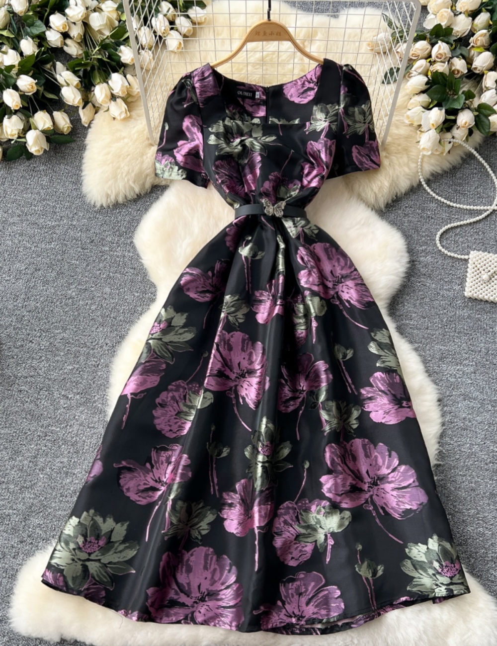 Retro court style long dress big skirt dress for women