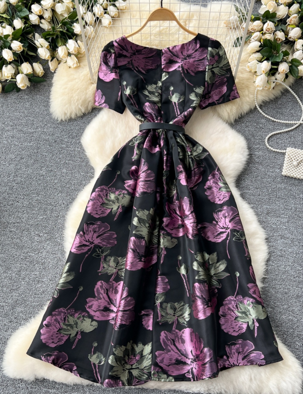 Retro court style long dress big skirt dress for women