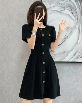 Summer France style slim thin puff sleeve dress for women